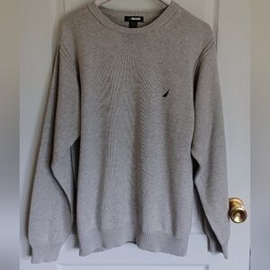 MEN'S NAUTICA PULLOVER CREW NECK LOGO SWEATER 100% COTTON HEATHER GRAY XL